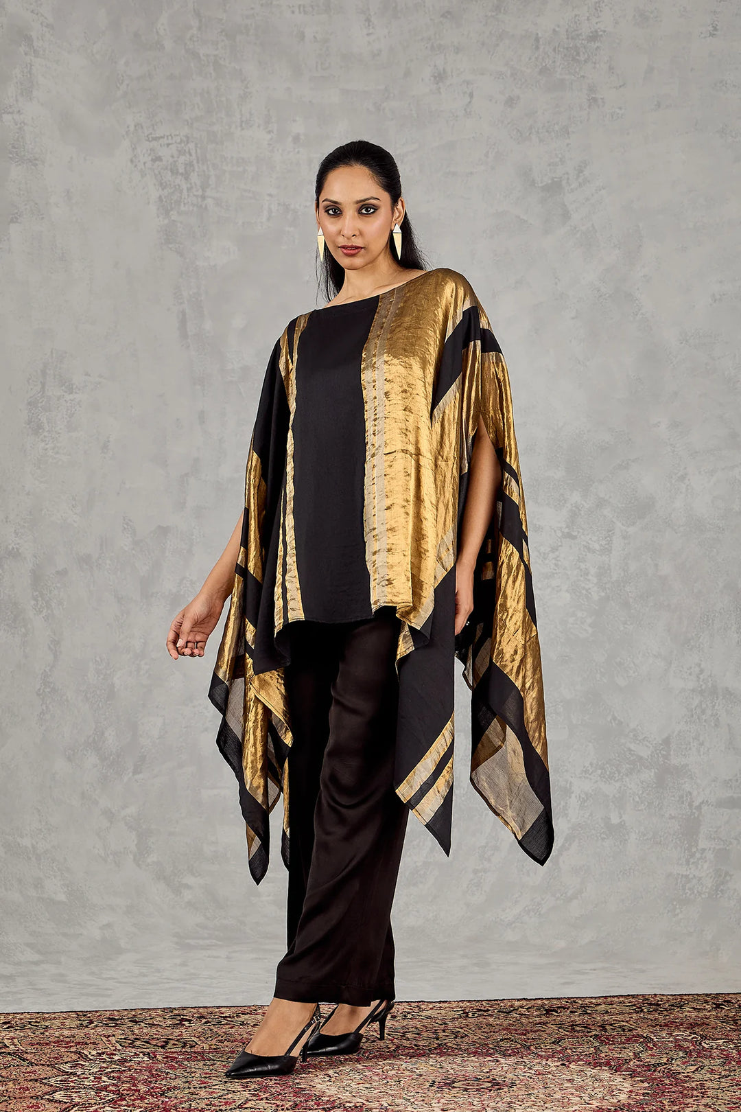 Black Asymmetrical Cape Set