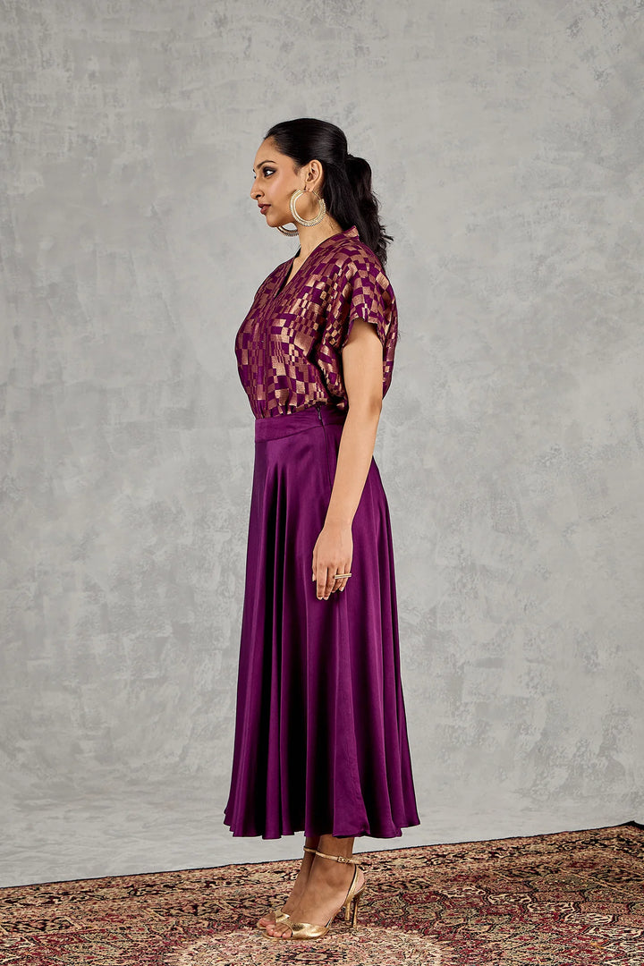 Purple Check Top and Skirt Set