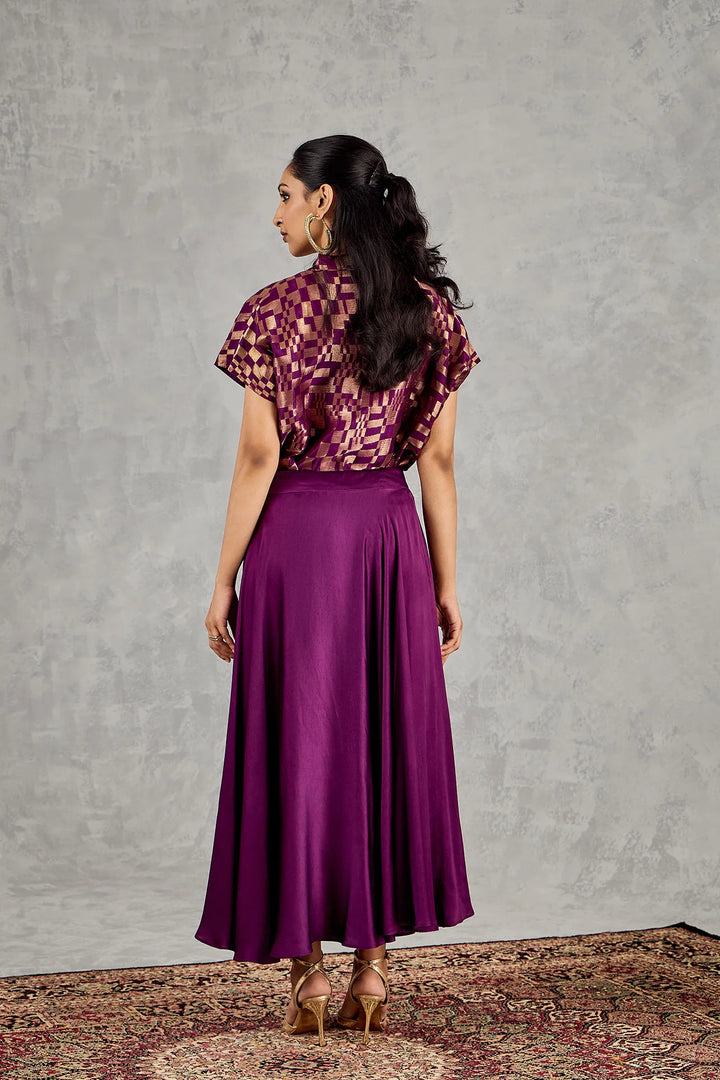 Purple Check Top and Skirt Set