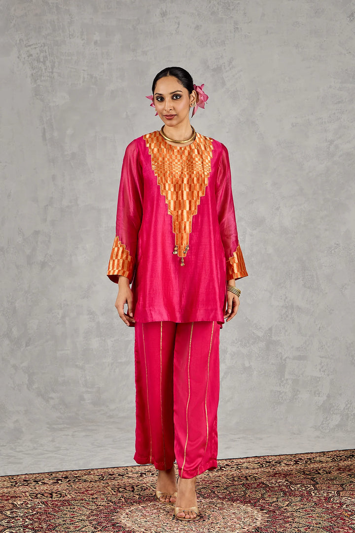 Hot Pink/orange Patch Kurta Set