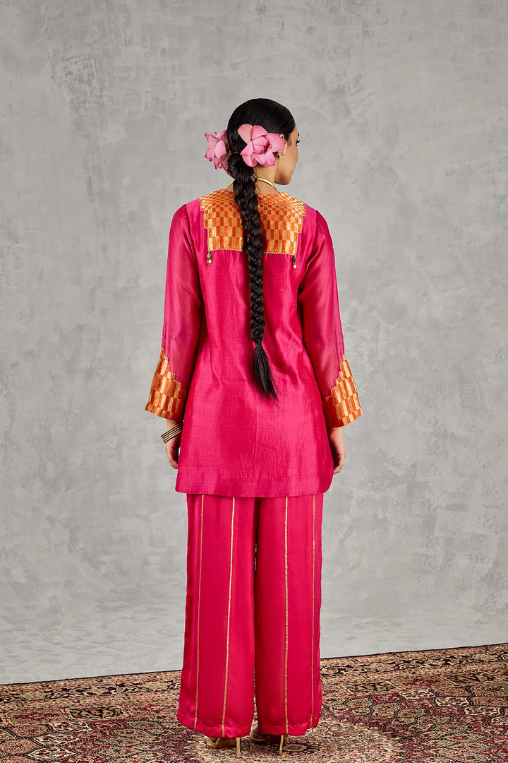 Hot Pink/orange Patch Kurta Set