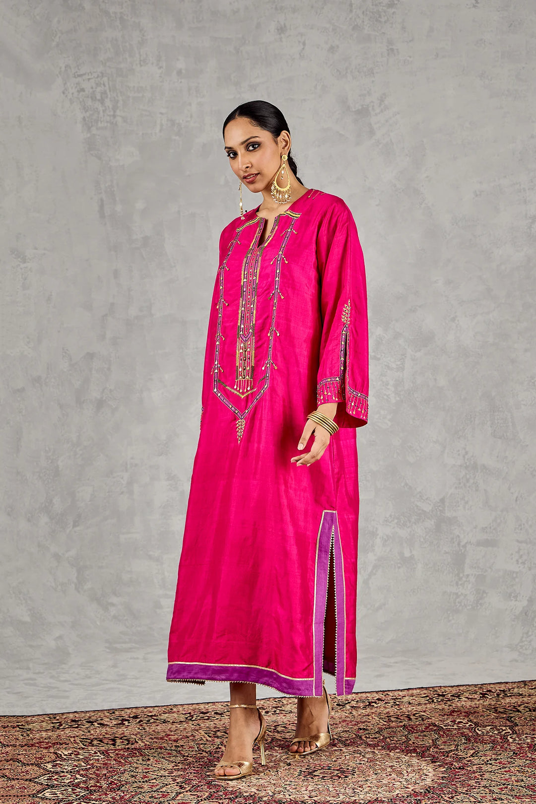 Hot Pink Embroidered Kaftan