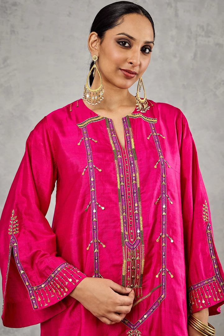 Hot Pink Embroidered Kaftan
