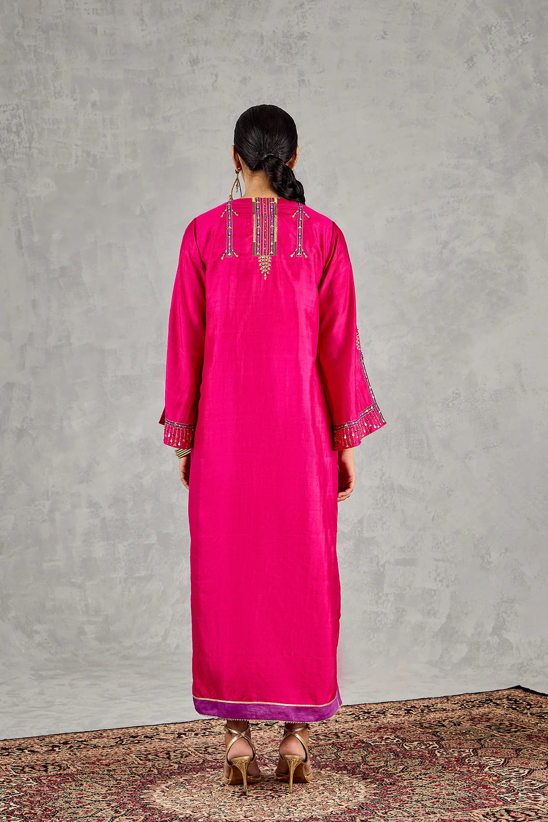 Hot Pink Embroidered Kaftan