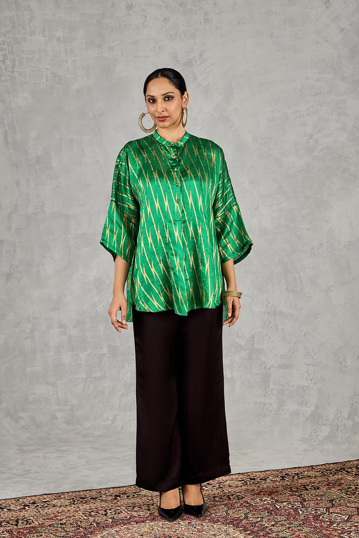 Green Zig-Zig Namah Tunic Set