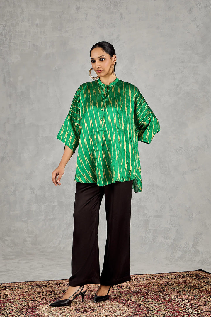 Green Zig-Zig Namah Tunic Set