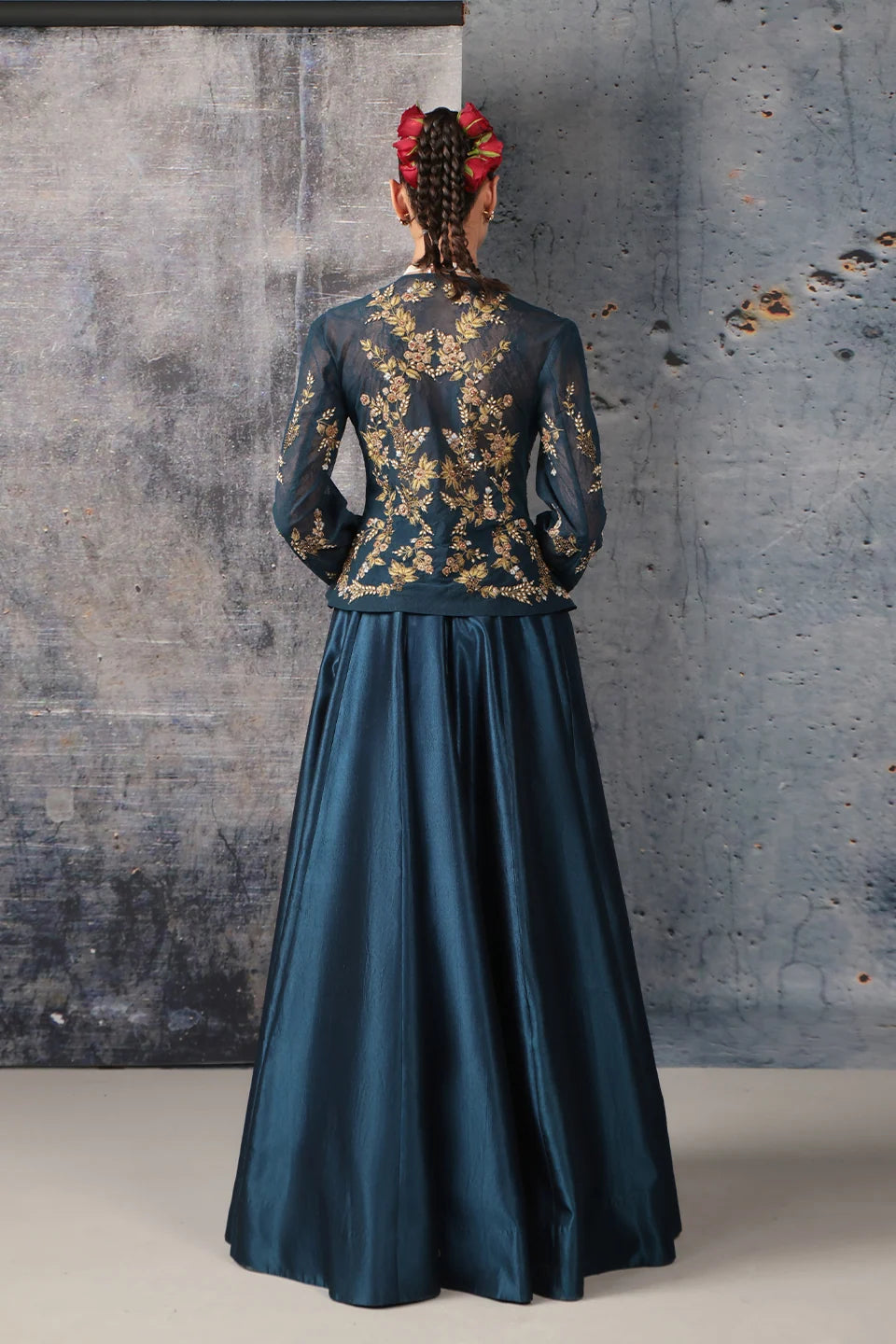 Zar-Rang Blue Peplum Lehenga Set