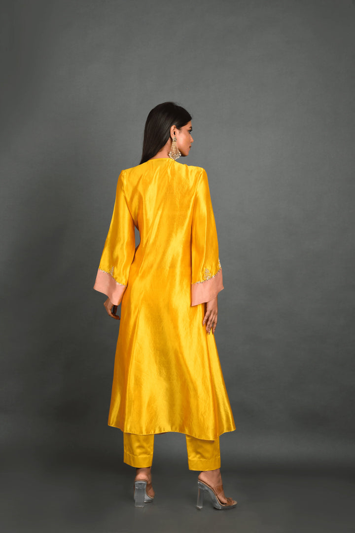 Yellow Silk Kurta With Pant