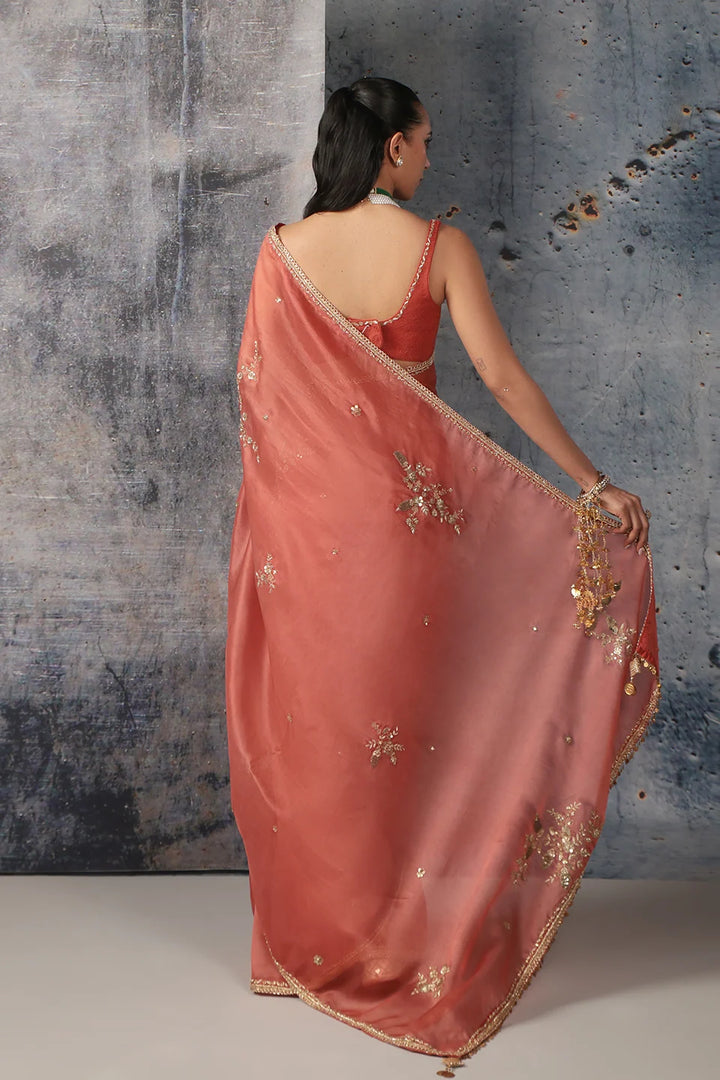 Zar-Rang Orange Zardosi Saree Set