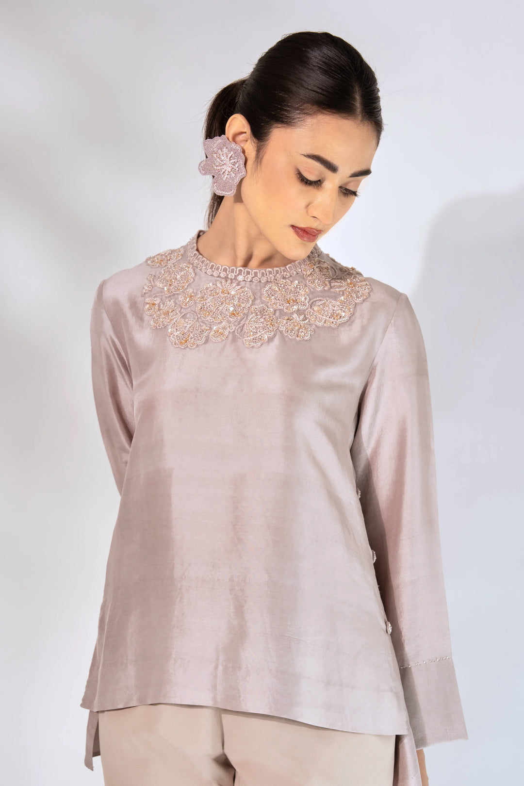 Nude High Neck Top