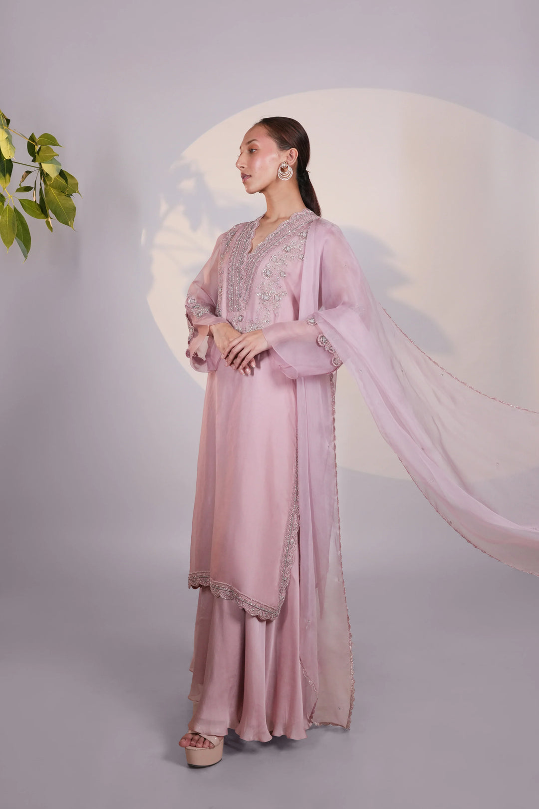 Pink Organza Kurta