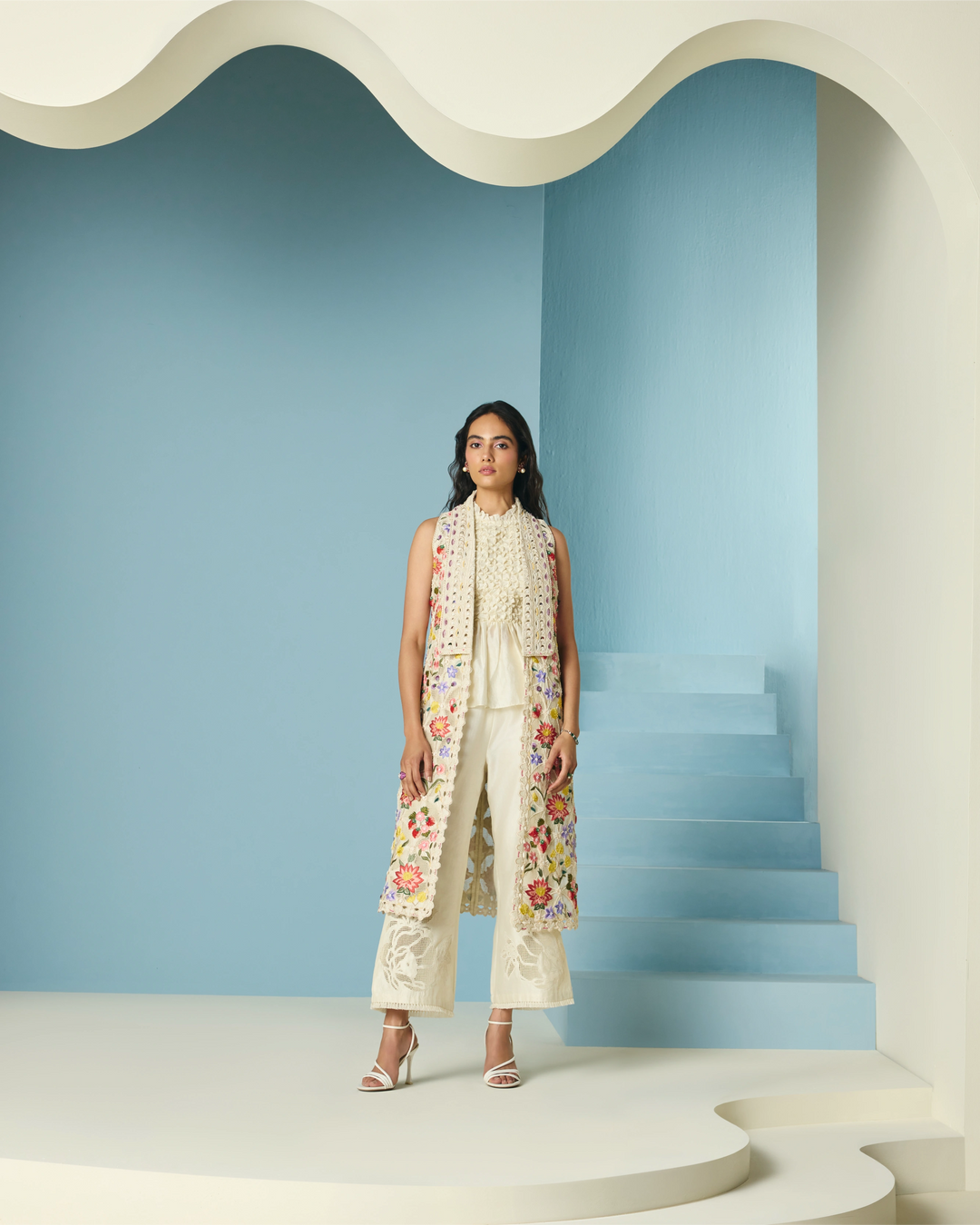 Ivory Beaded Smocked Top