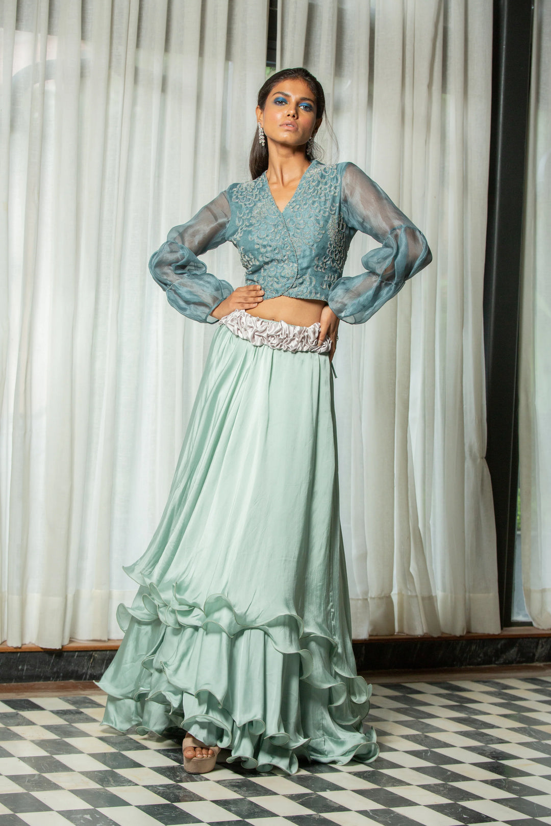 Blue Organza Blouse
