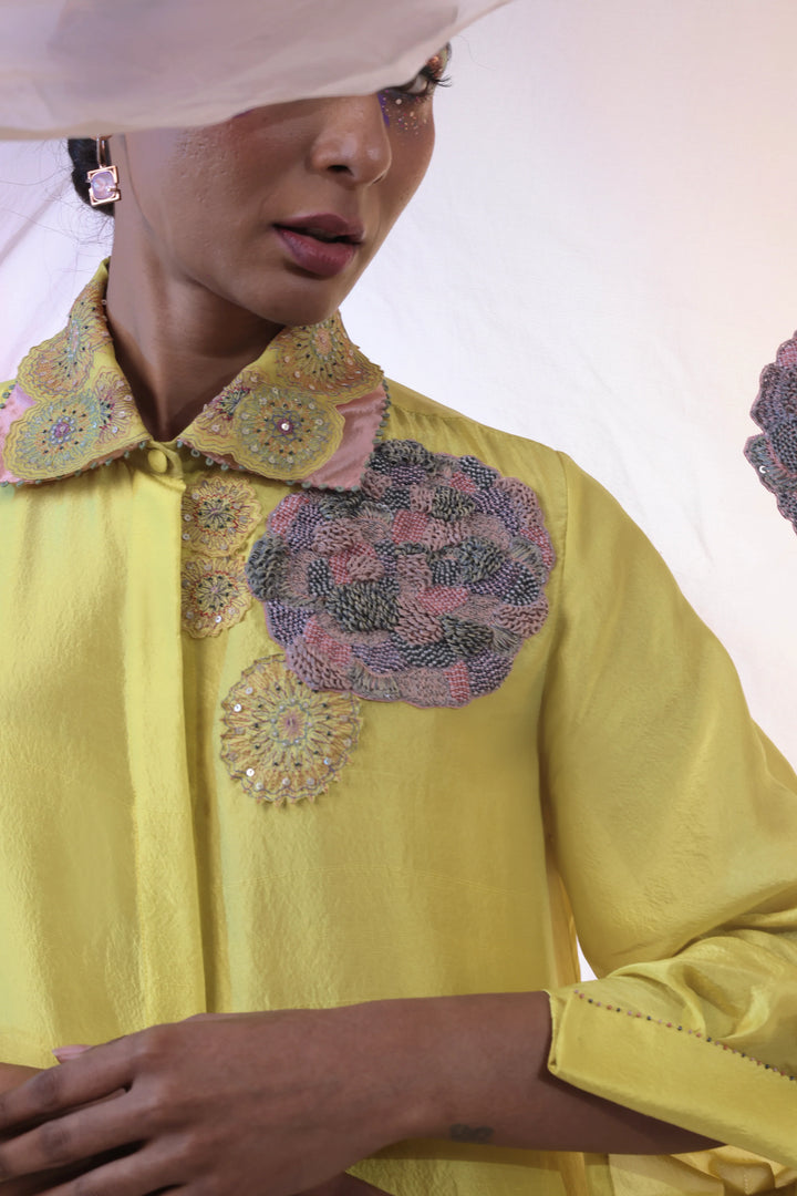 Golden Yellow Thick Silk Dress