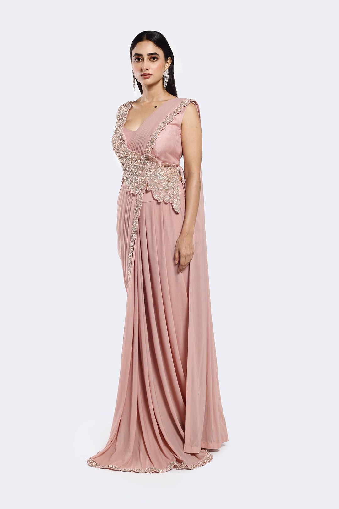 Faux Slash Drape Saree