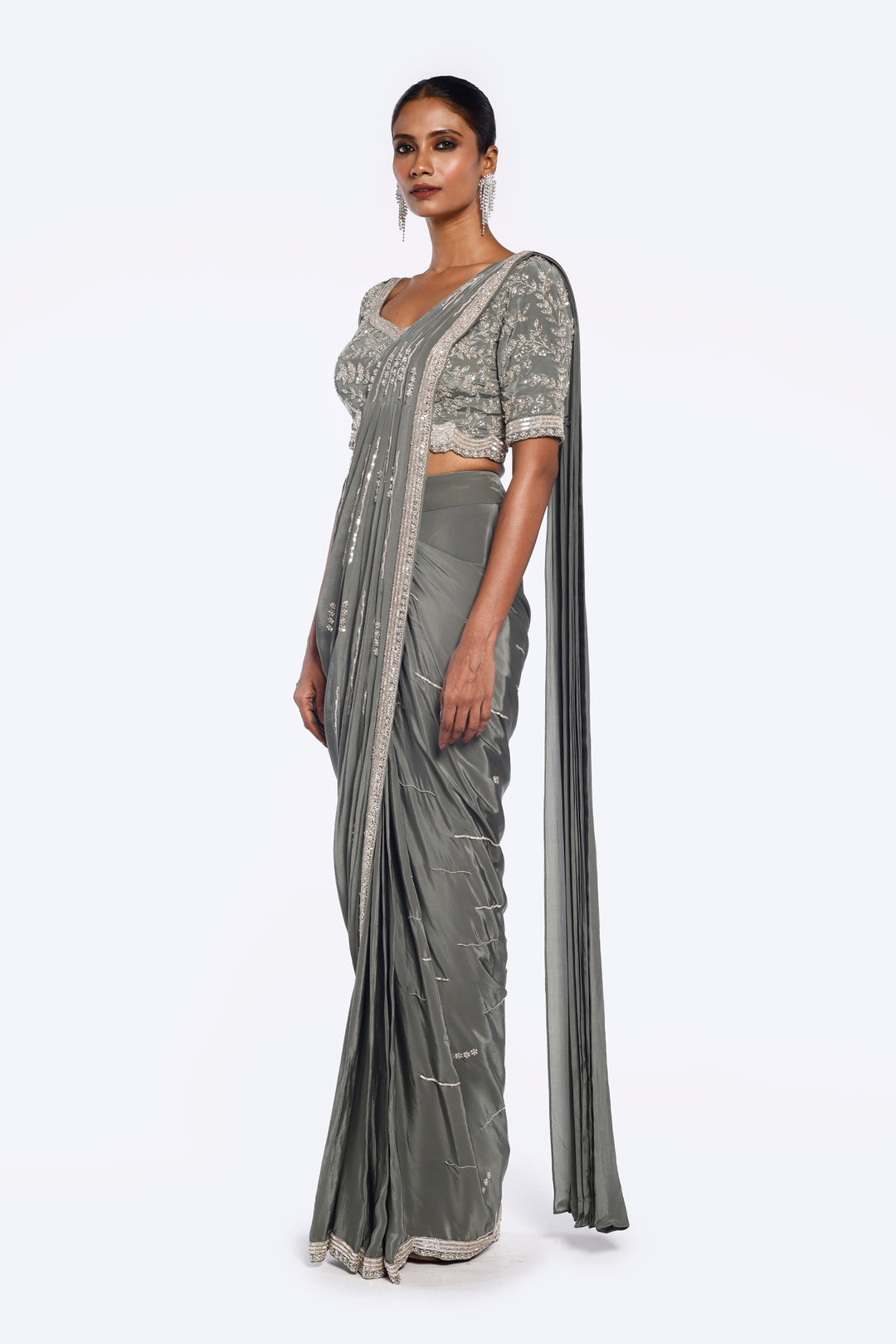 Embellished Crepe Drape Saree