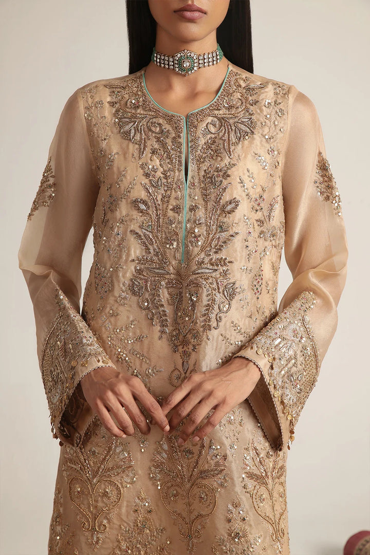 Zar-Rang Ivory Heavy Jaal Kaftan Set