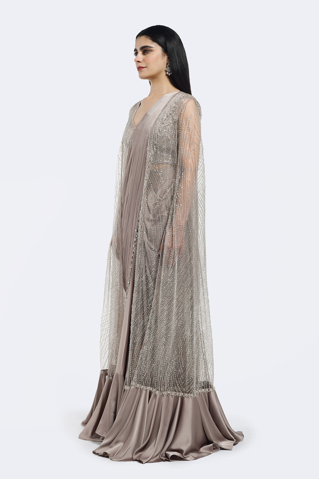 Drape Saree With Cape Jacket