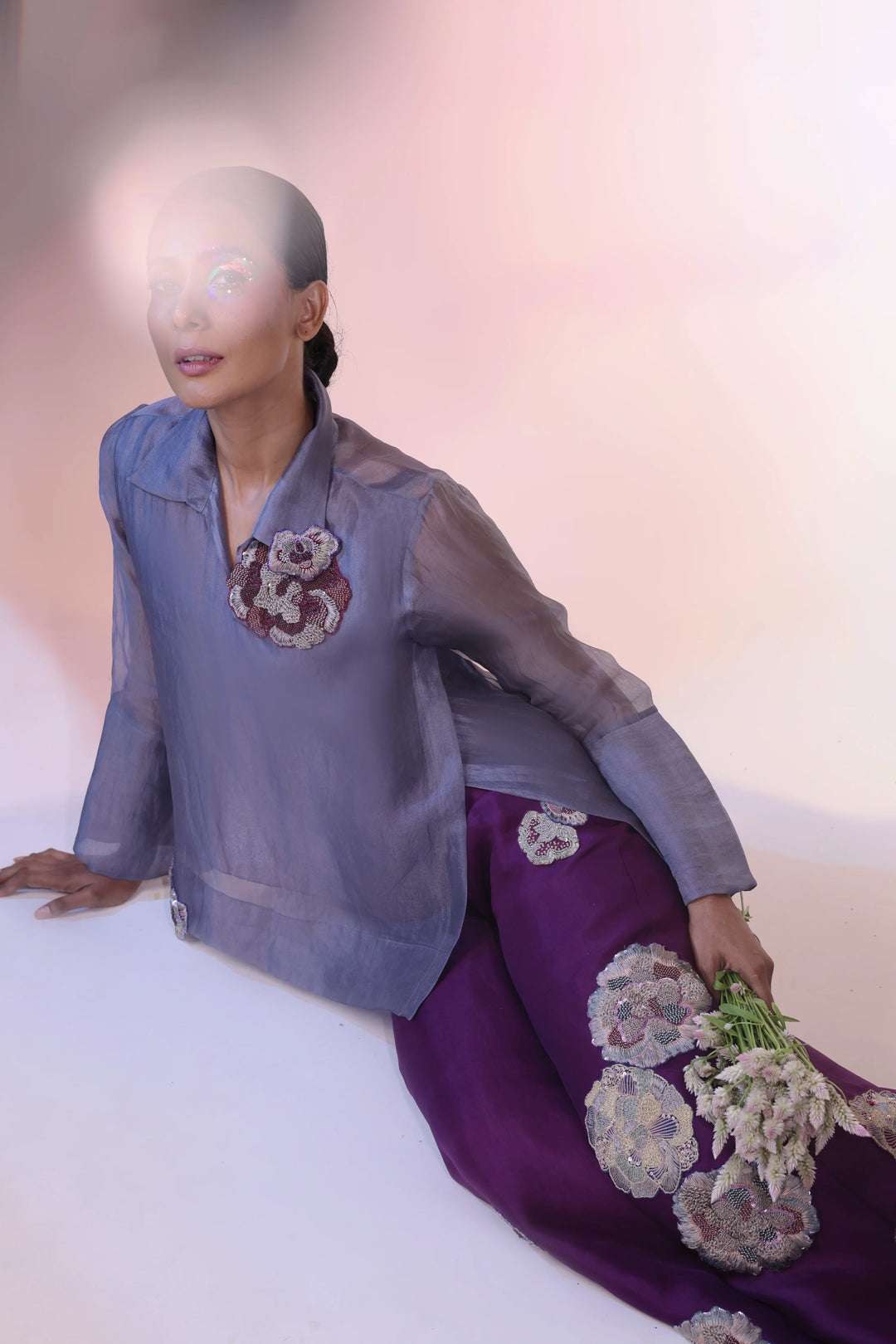 Grey Organza Shirt