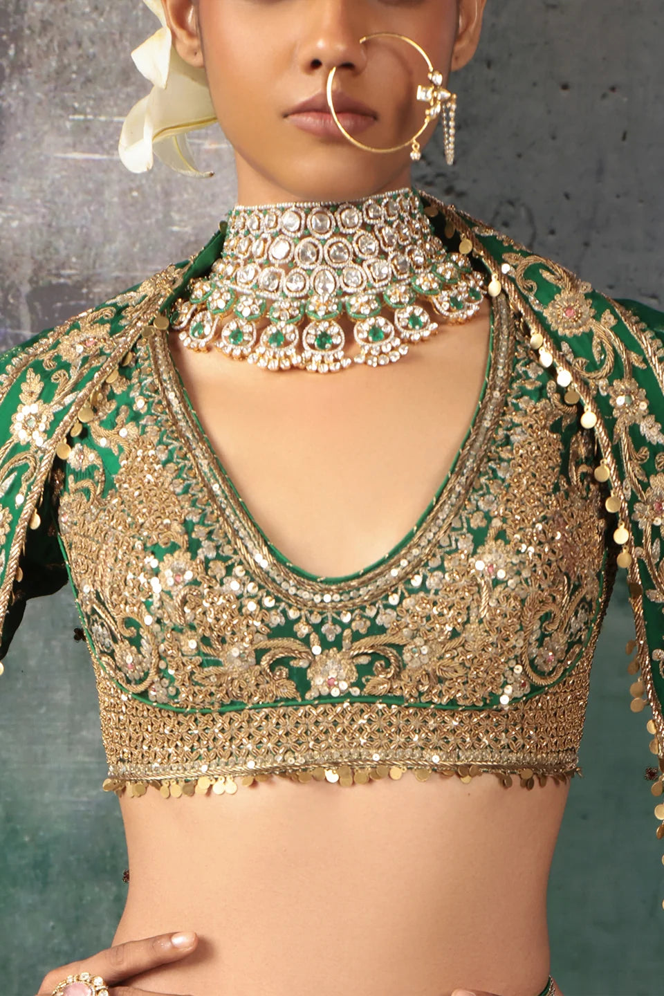Zar-Rang Green Zardosi Lehenga Set