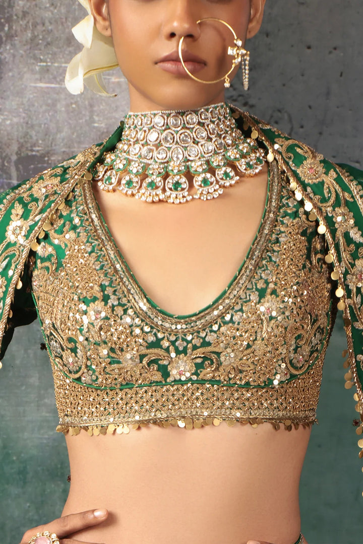 Zar-Rang Green Zardosi Lehenga Set