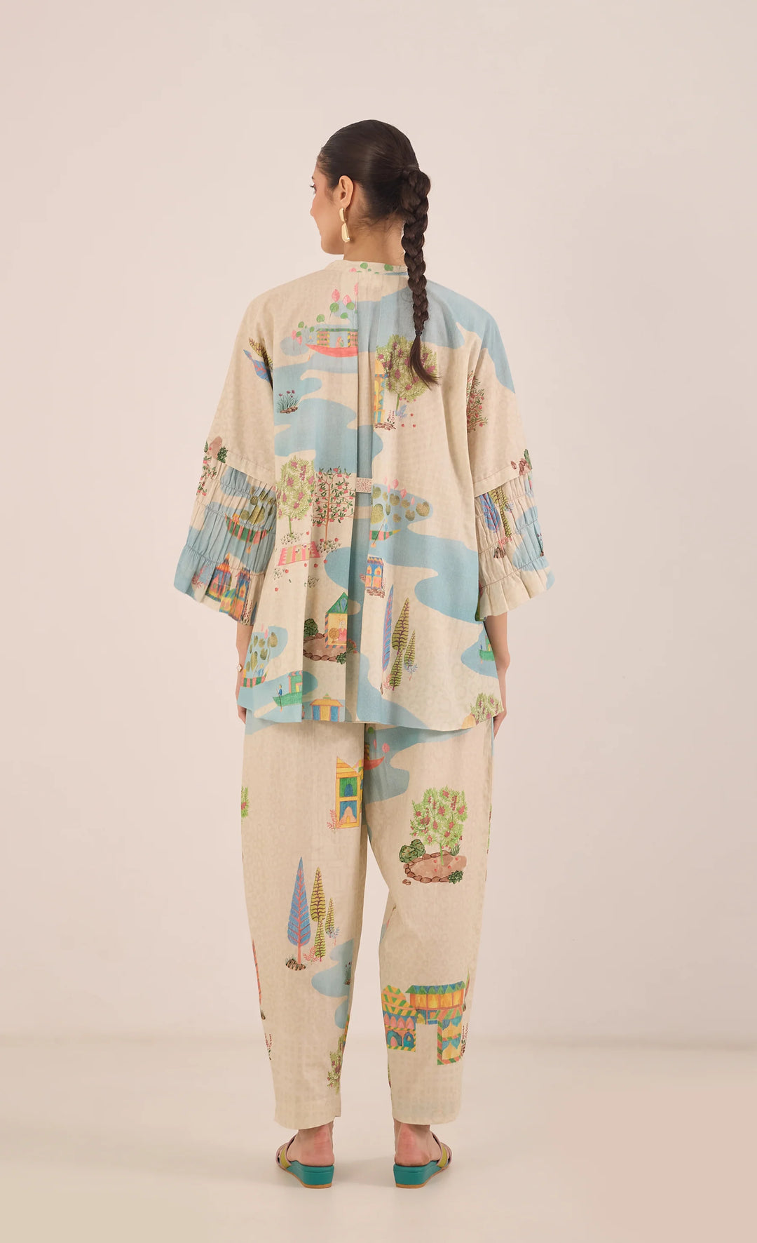 Safar: Cotton Namah Tunic With Boat Pants Co-ord Set