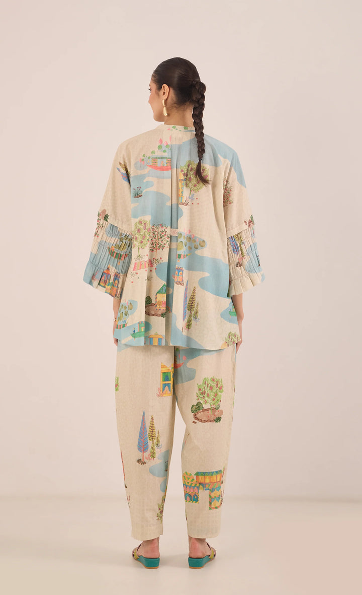 Safar: Cotton Namah Tunic With Boat Pants Co-ord Set