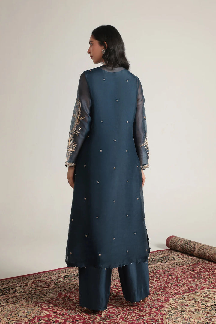 Zar-Rang Blue Light Phool Patti Kurta Set
