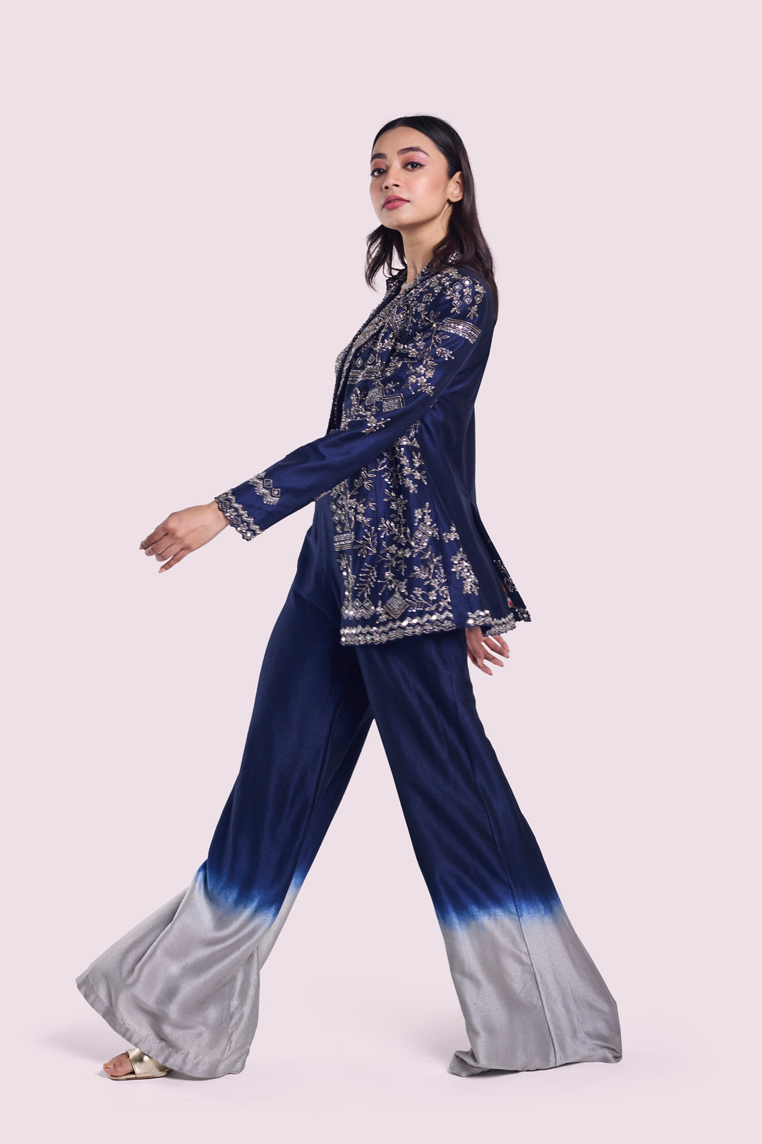 embellished silk powersuit