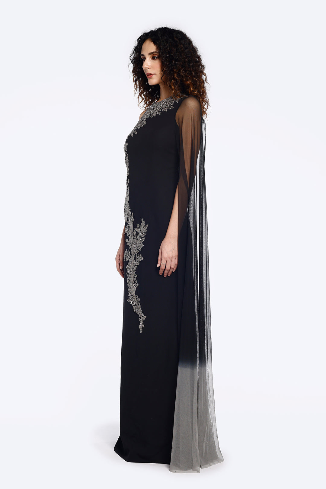 Mono Cape Sleeve Sheath Gown