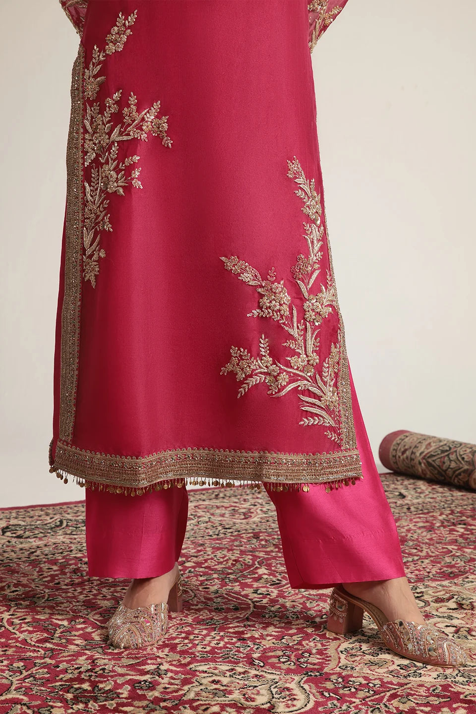 Zar-Rang Pink Jaal Kurta Set