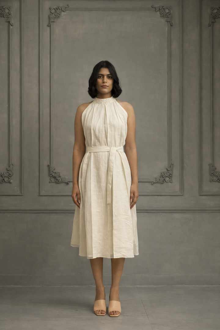 Ivory Applique Work / Embroidered and Porcupine Sleeves Organza Jacket With  Linen and Organza Dress