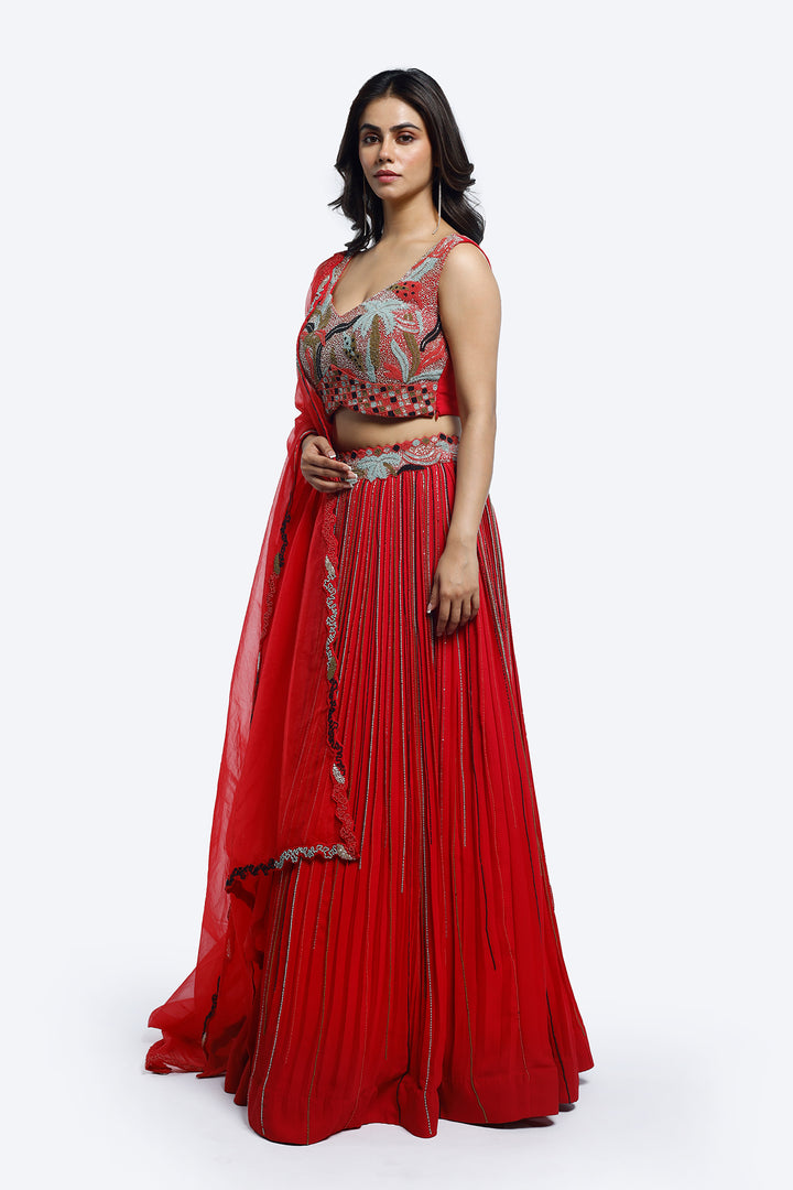 tropical embellished lehenga set