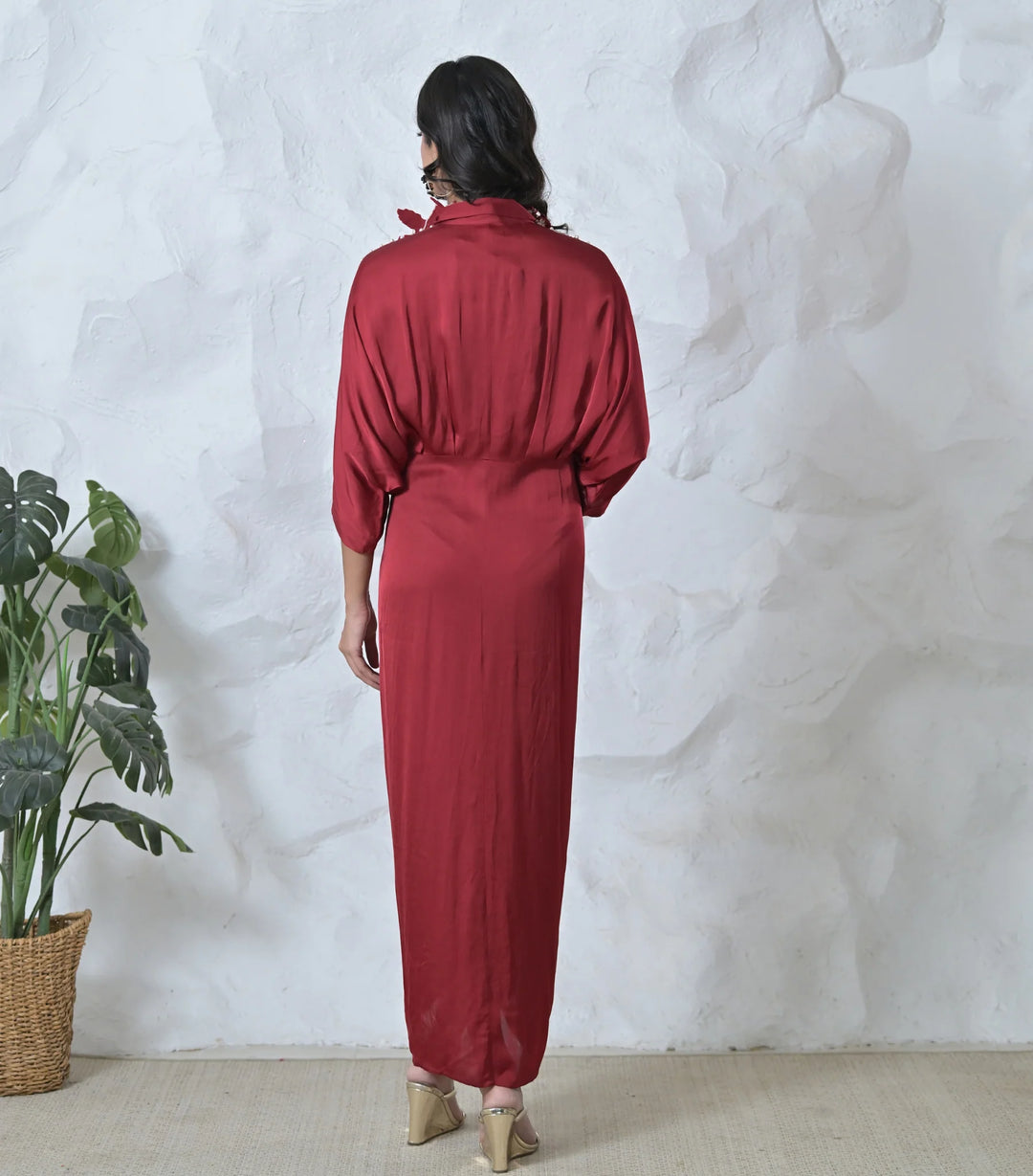 Gold Floral Seraphine Gathered Dress