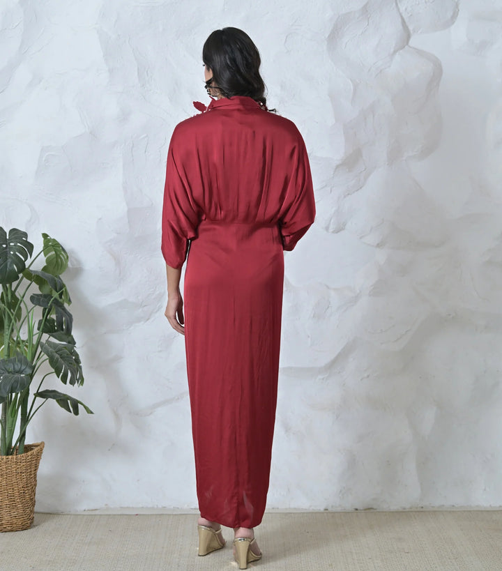 Gold Floral Seraphine Gathered Dress