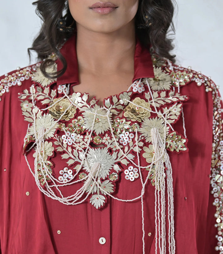 Gold Floral Seraphine Gathered Dress