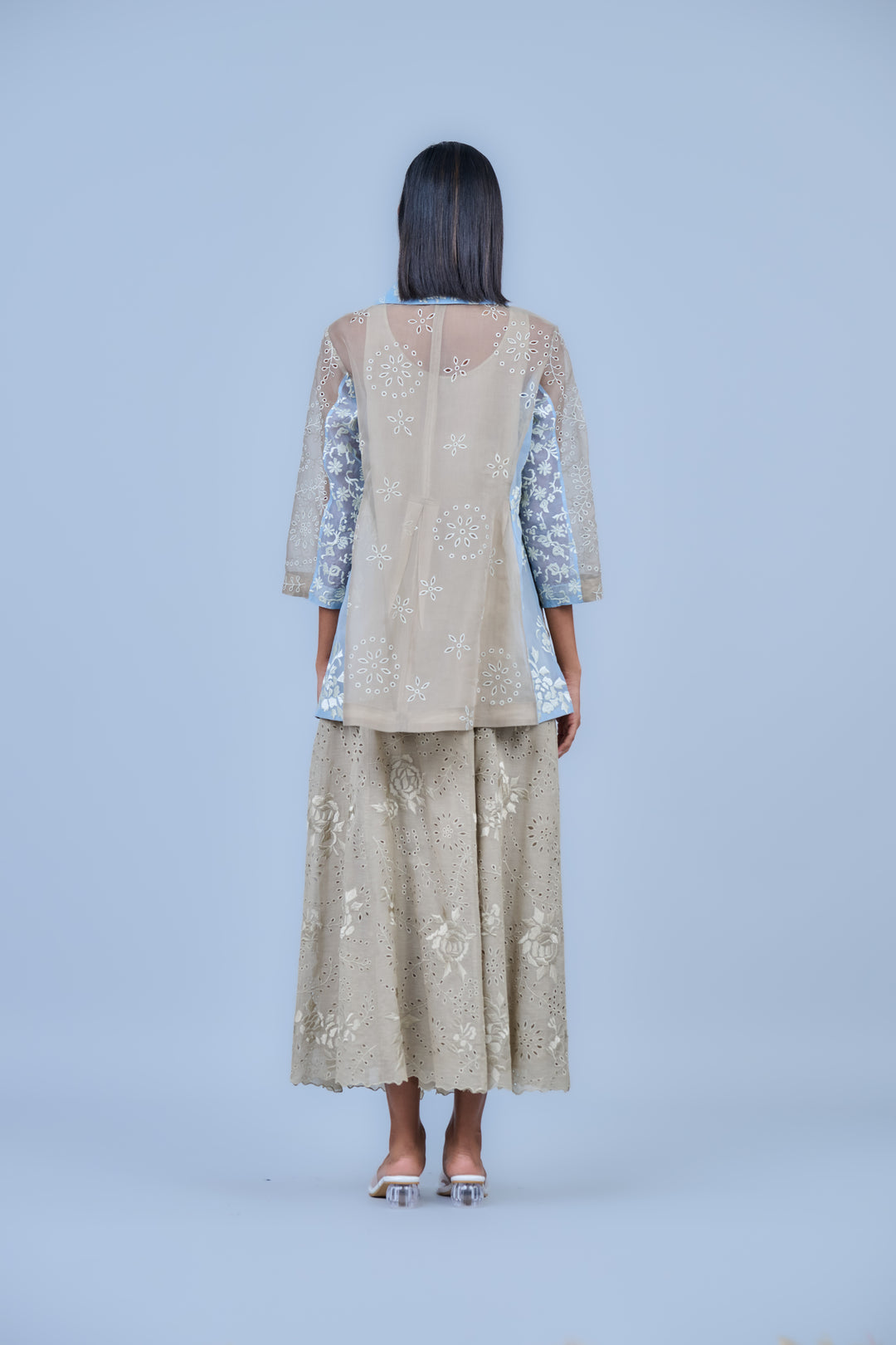 natural embroidered cutwork skirt