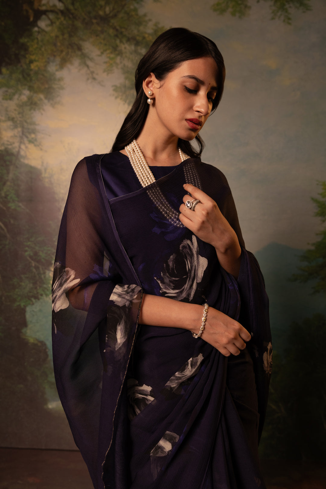 regime printed french chiffon saree