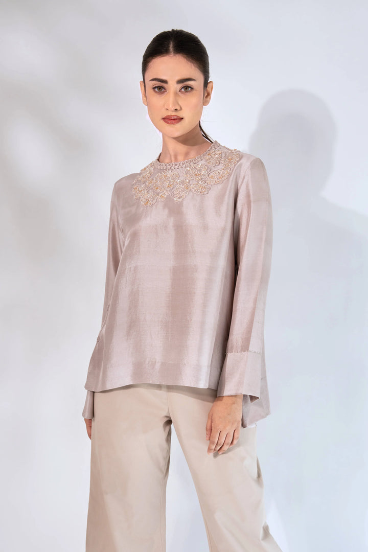 Nude High Neck Top