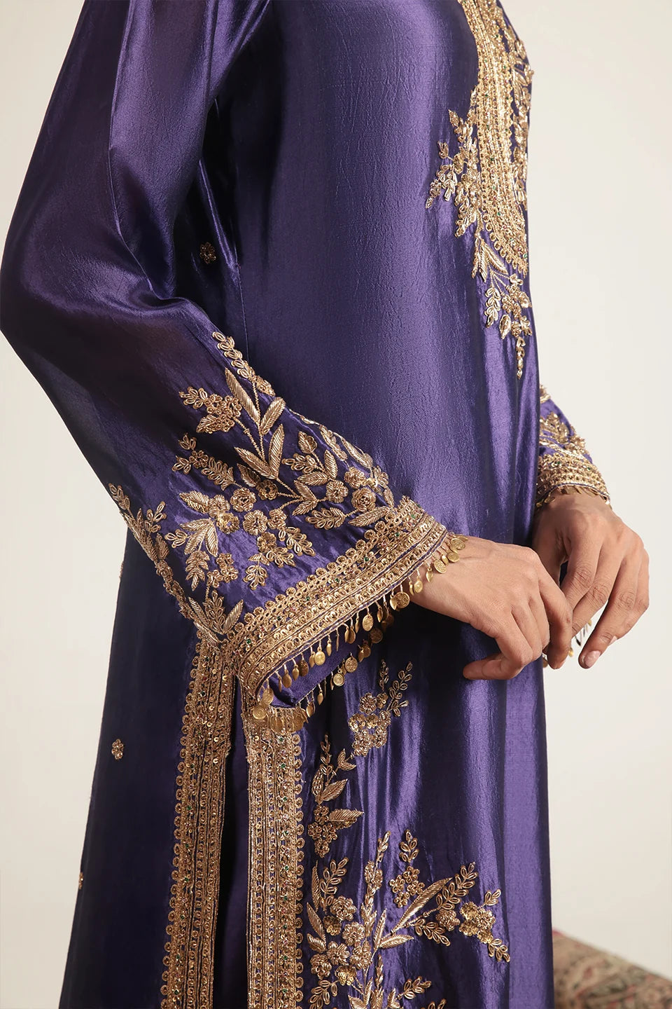 Zar-Rang Purple Jaal Kurta Set