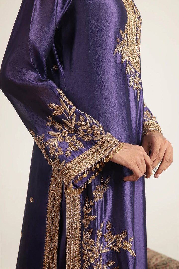 Zar-Rang Purple Jaal Kurta Set