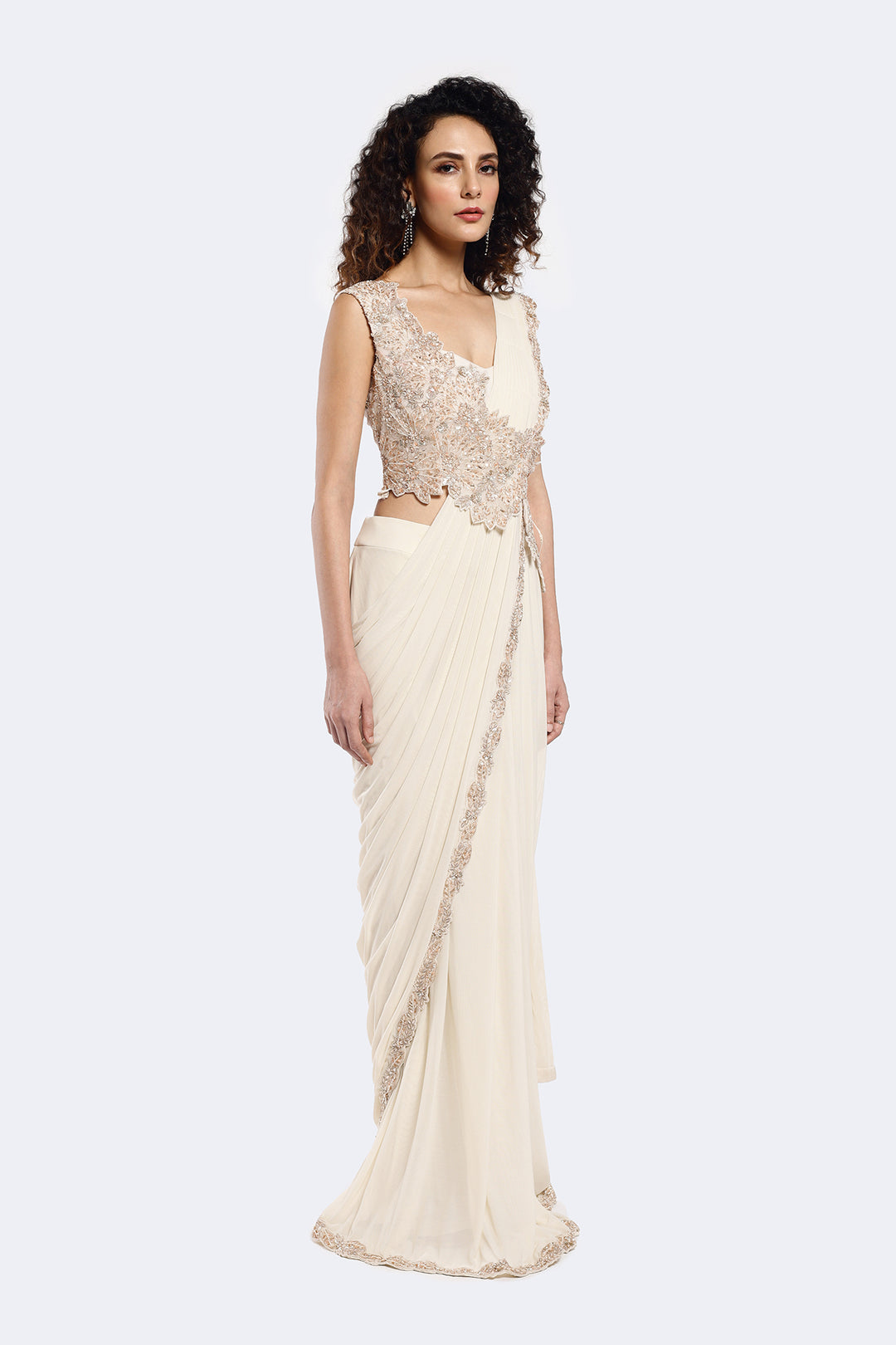 Faux Slash Drape Saree