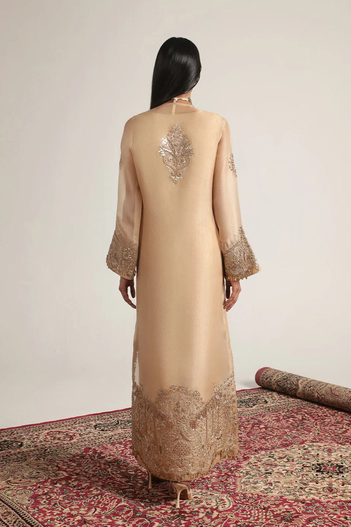 Zar-Rang Ivory Heavy Jaal Kaftan Set