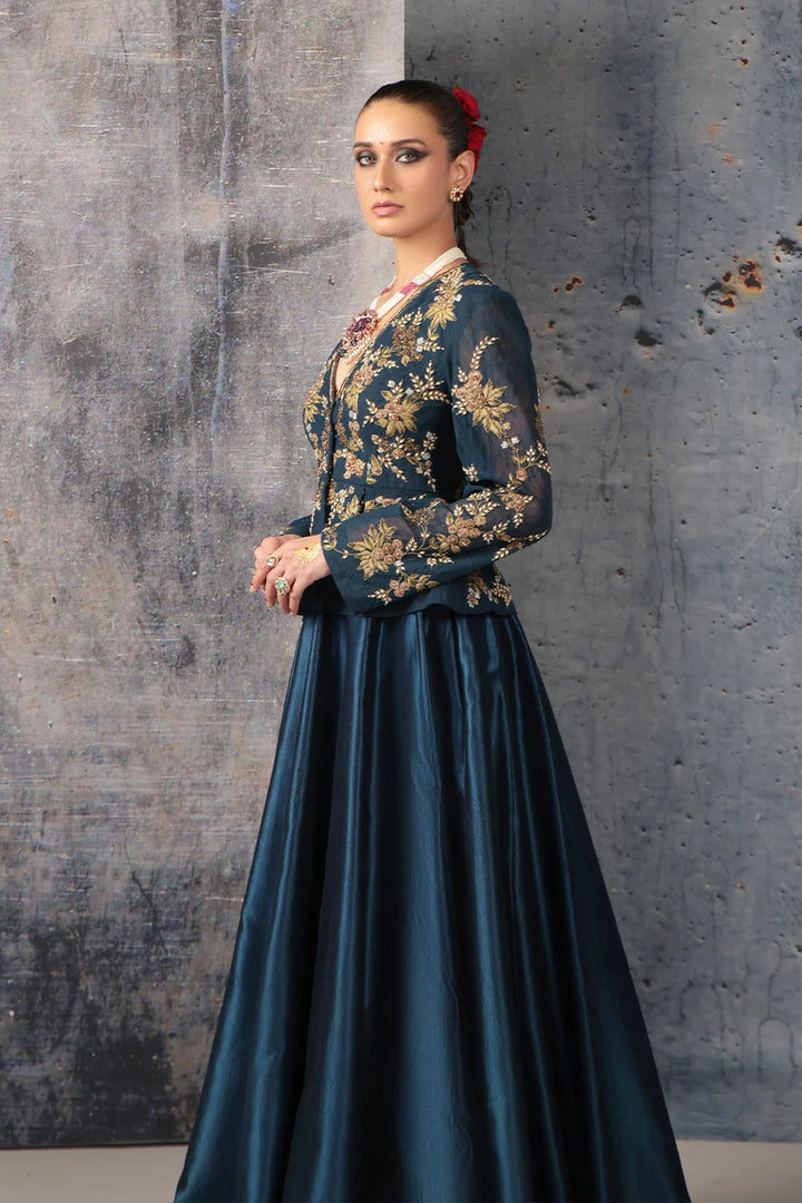 Zar-Rang Blue Peplum Lehenga Set