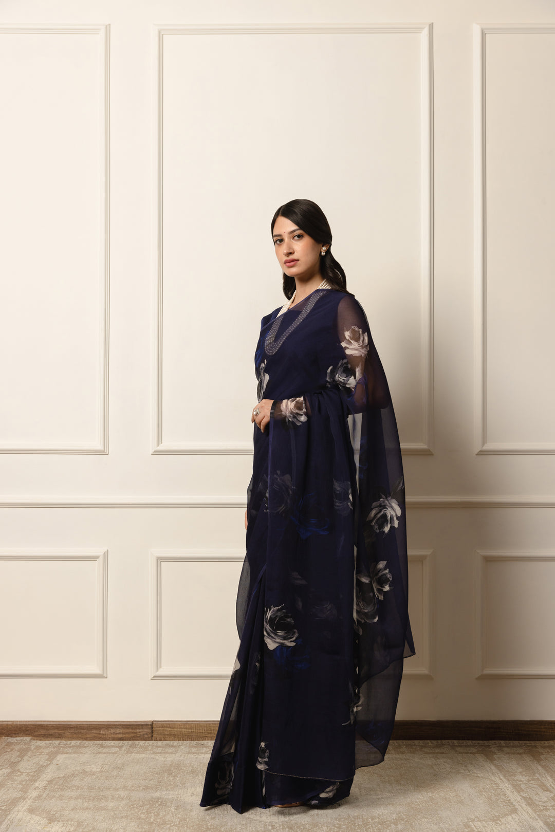 regime printed french chiffon saree