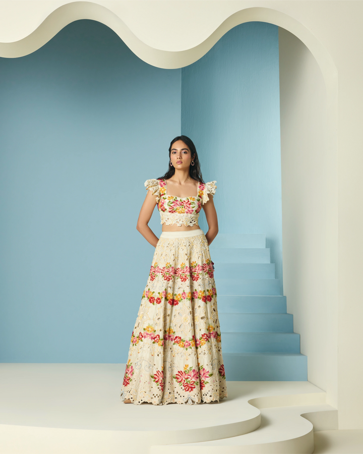 Ivory Cutwork and Beadwork Bustier