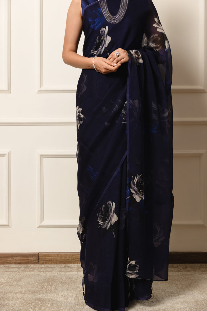 regime printed french chiffon saree