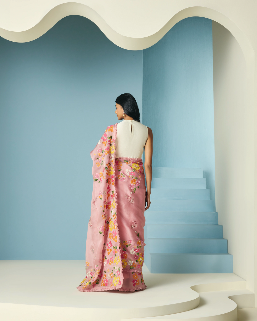 Blush Bougainvillea Saree
