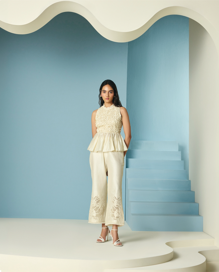 Ivory Beaded Smocked Top