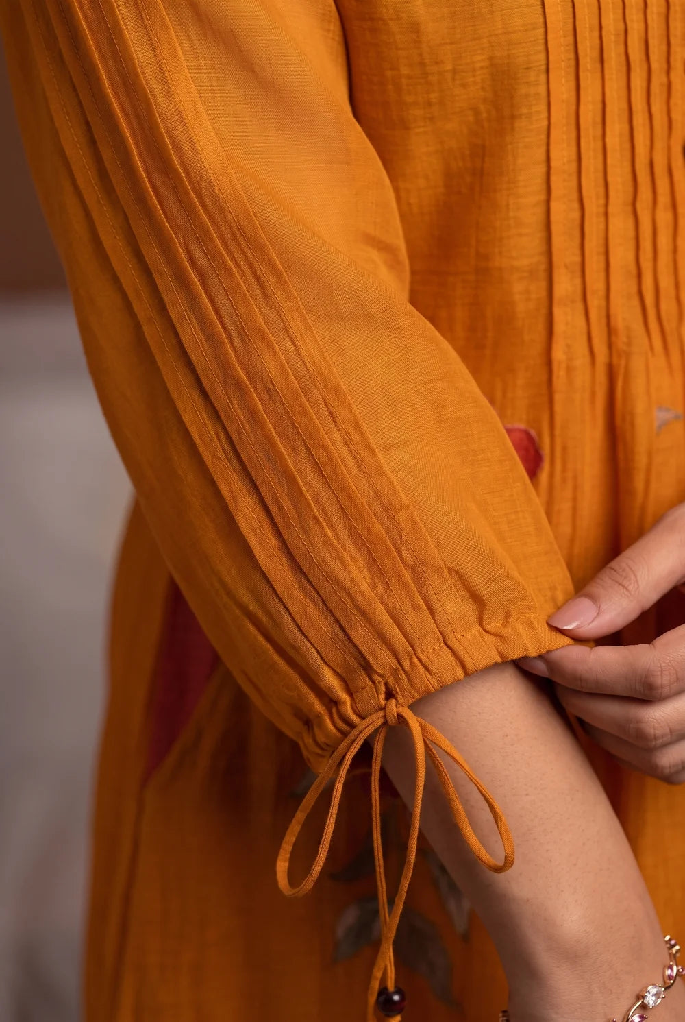 Rumi Mul Chanderi Tunic Set in Sunset Orange